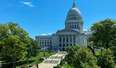 A Sunny Day at the Downtown Madison, Wisconsin State Capitol Building