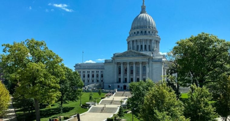 A Sunny Day at the Downtown Madison, Wisconsin State Capitol Building