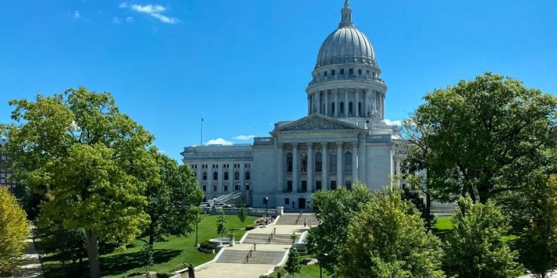 A Sunny Day at the Downtown Madison, Wisconsin State Capitol Building