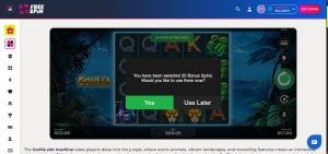 FreeSpin Gorilla sign up bonus