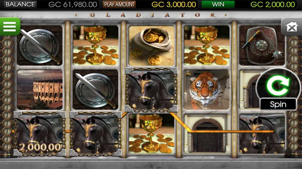 Gladiator slot win with horse symbols