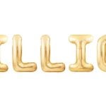 Individual Mylar Balloons in Gold Spell Out Billions