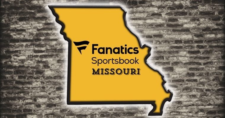 Fanatics Sportsbook Logo with "Missouri" over State Silhouette in Missouri Tigers Team Colors
