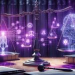 Scale, Law Books, Gavel, Conceptual Image of Law, Regulations and AI