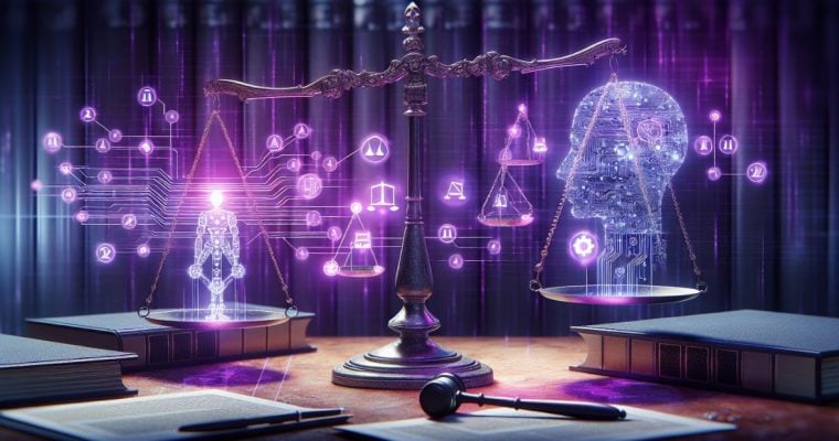 Scale, Law Books, Gavel, Conceptual Image of Law, Regulations and AI