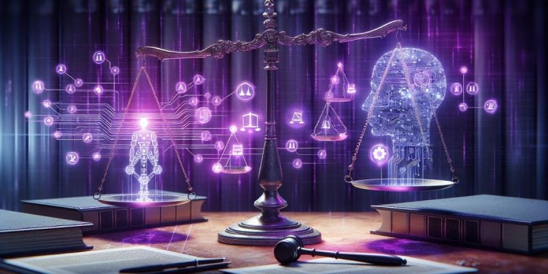 Scale, Law Books, Gavel, Conceptual Image of Law, Regulations and AI