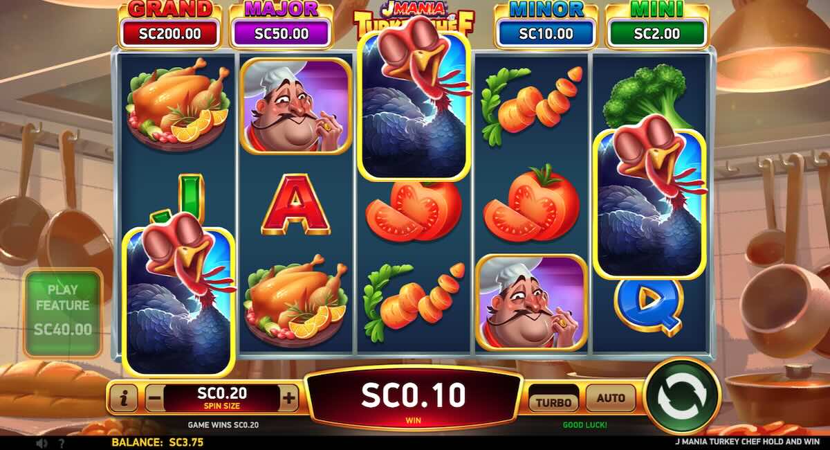 J Mania Turkey Chef turkeys trigger free spins