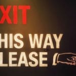 Red and White Exit Sign Reads 
