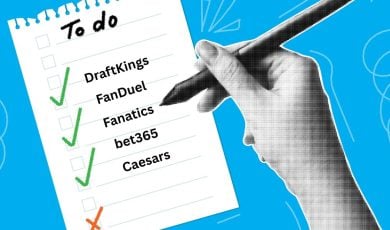 Collage Banner Hand holds Pen and Notebook Sheet Reads 