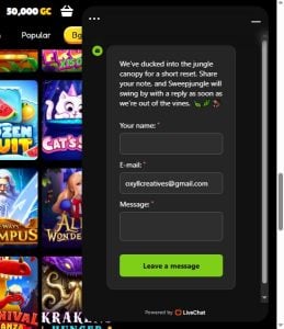 Sweep Jungle Customer support