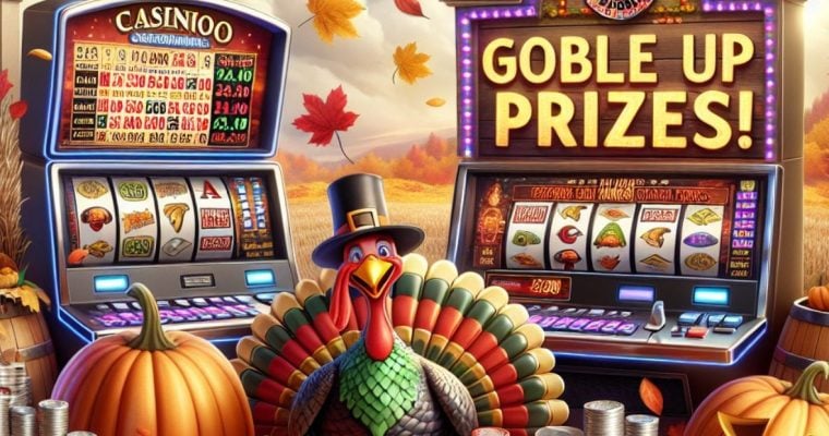 Turkey, Slot Machines and Pumpkins Depict a Thanksgiving-Themed Online Slots Promotion