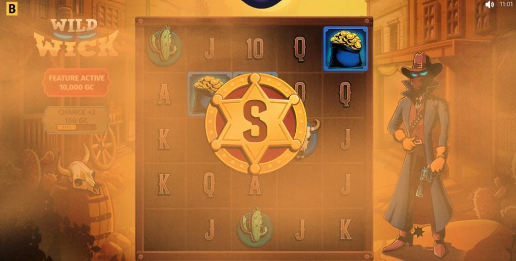 Wild Wick slot with sheriff's badge feature
