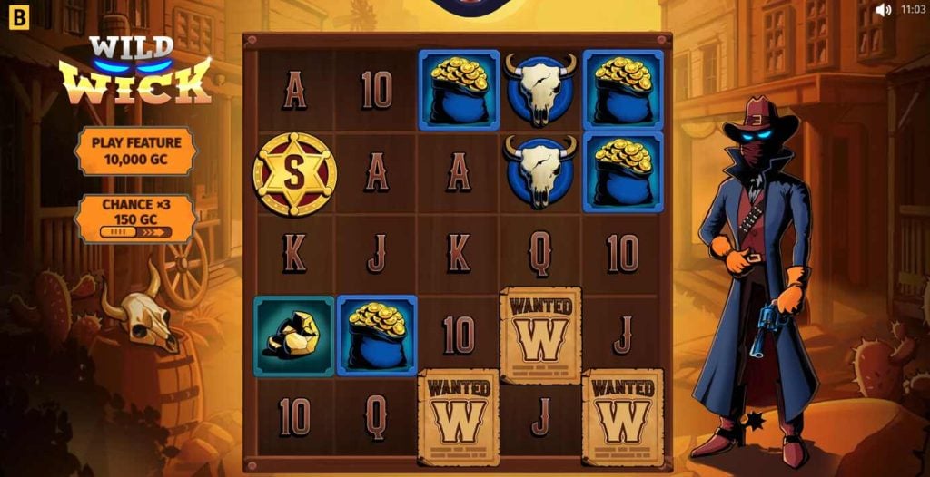 Wild Wick slot with wanted posters on the reels