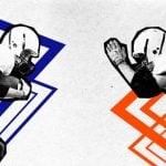 Two American Football Player Opponents Face Each Other Graphic Collage