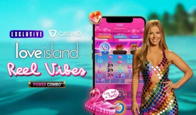 Love Island Host Stands Next to Life-Sized Cell Phone with FanDuel Logo