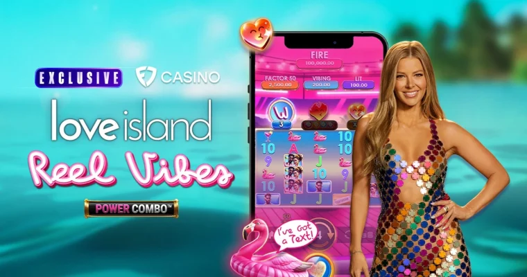 Love Island Host Stands Next to Life-Sized Cell Phone with FanDuel Logo