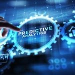 Digital Blue Gear Cogs Connected to Center Cog Reading 