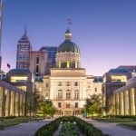 Exterior of Capitol Building in Indiana at Dusk