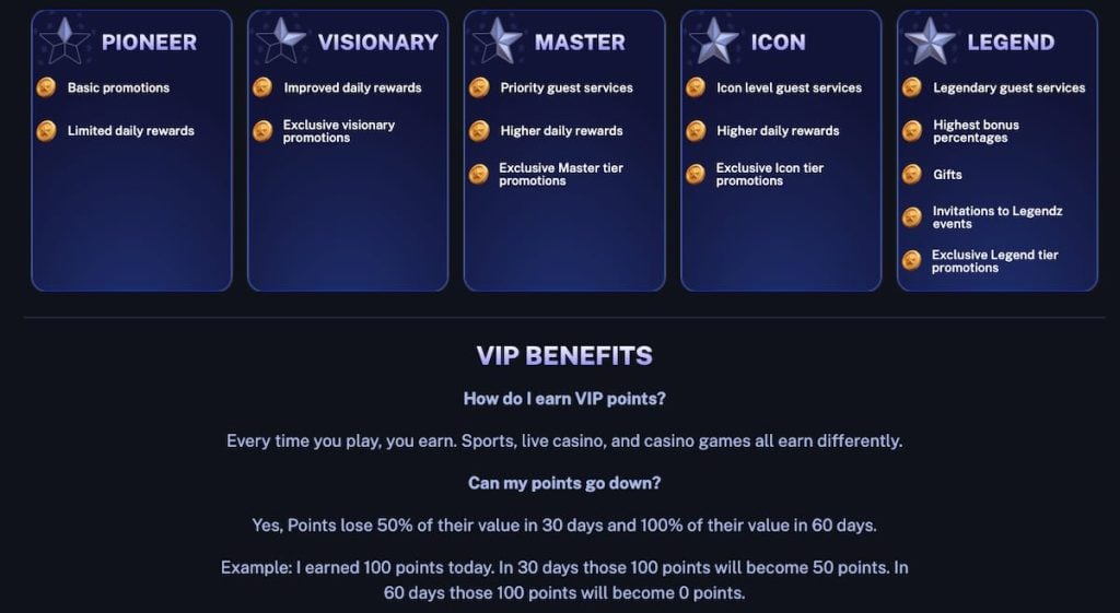 Legendz VIP program
