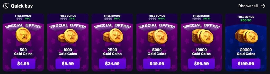Legendz gold coin packages