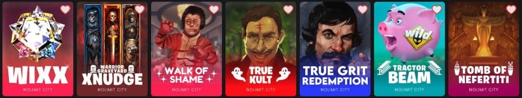 NoLimit City slots row at WOW Vegas