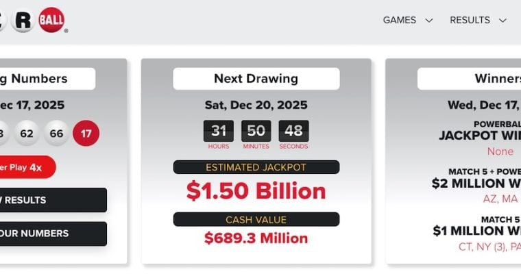 Powerball jackpot December 2025