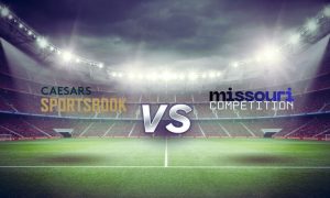 Ceasars Sporsbook and "Vs Missouri Competition" Over Soccer Stadium Background