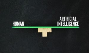 Scale Balances the Words "Human" and "Aritificial Intelligence"
