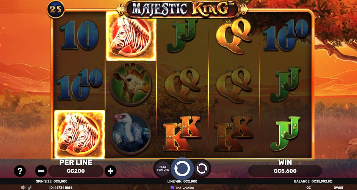 Majestic king slot zebra win