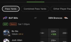 NFL game lines Example 2
