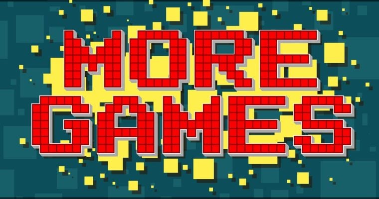 Vector Image Reads "More Games" in Red/Yellow on Green Background