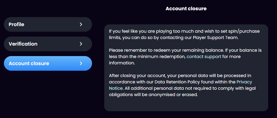 Splash Coins account clousure