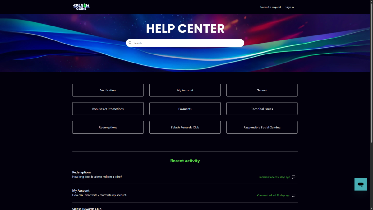 Splash Coins help center