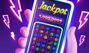 Online Slot Jackpot Displayed on Cell Phone Art Vector Image