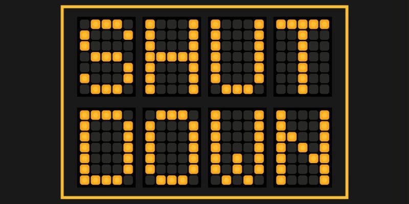 Road Sign Reads Shut Down in Yellow L.E.D. Lights on Black Background