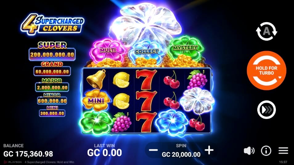 4 Supercharged Clovers playson slot reels