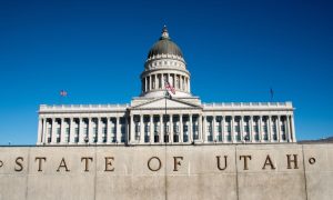 Utah State Capitol Building on A Sunny Day with Blue Skies Behind