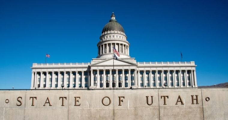 Utah State Capitol Building on A Sunny Day with Blue Skies Behind