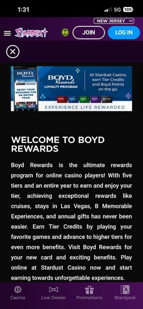 Boyd Rewards at Stardust