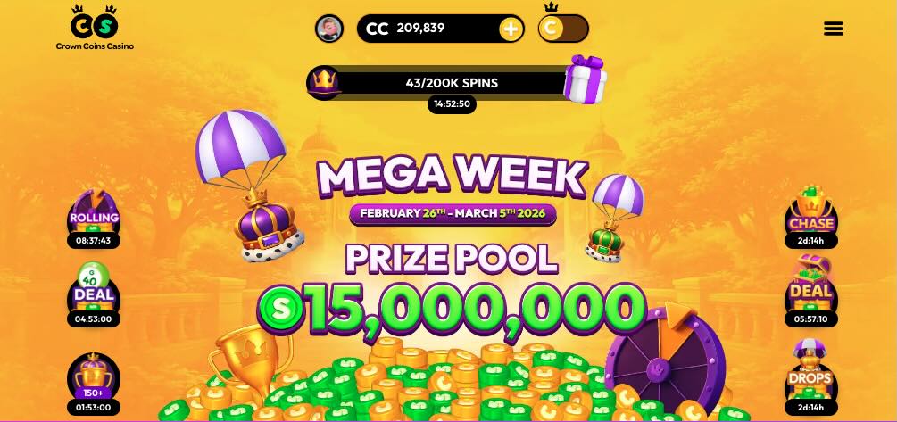 Crown Coins megaweek prize pool
