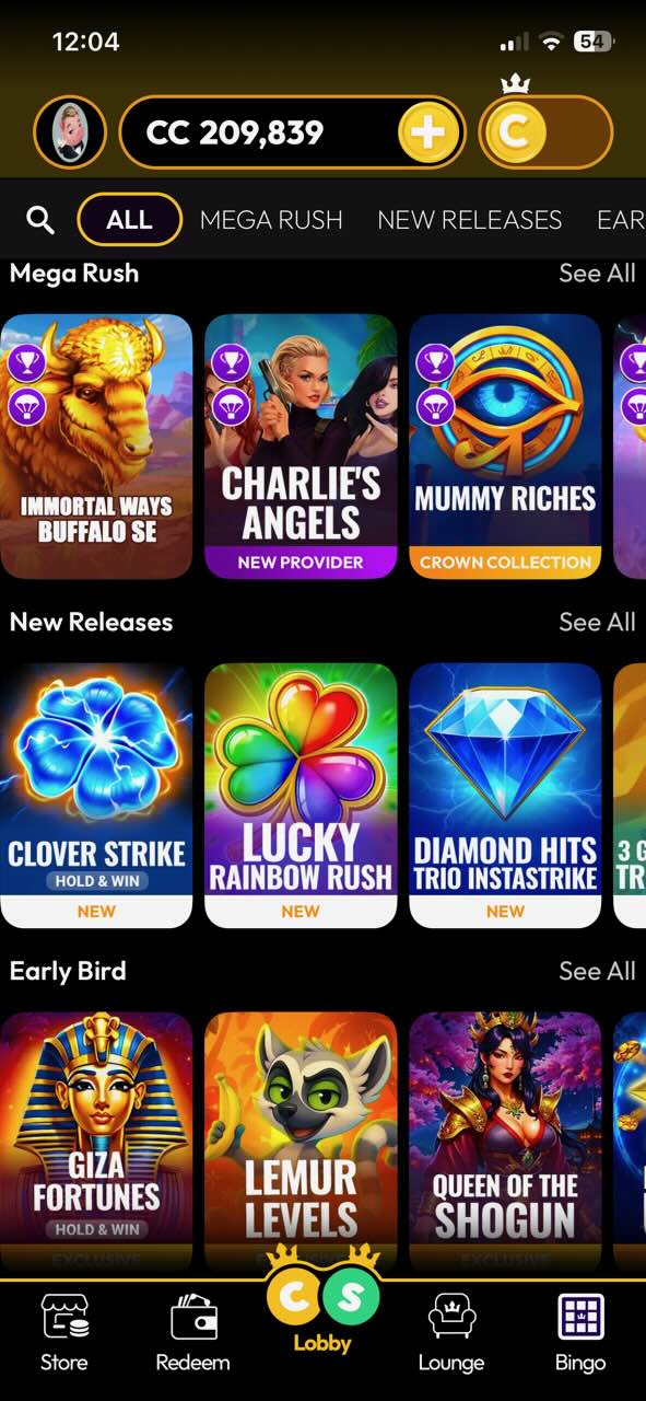 Crown Coins app homescreen