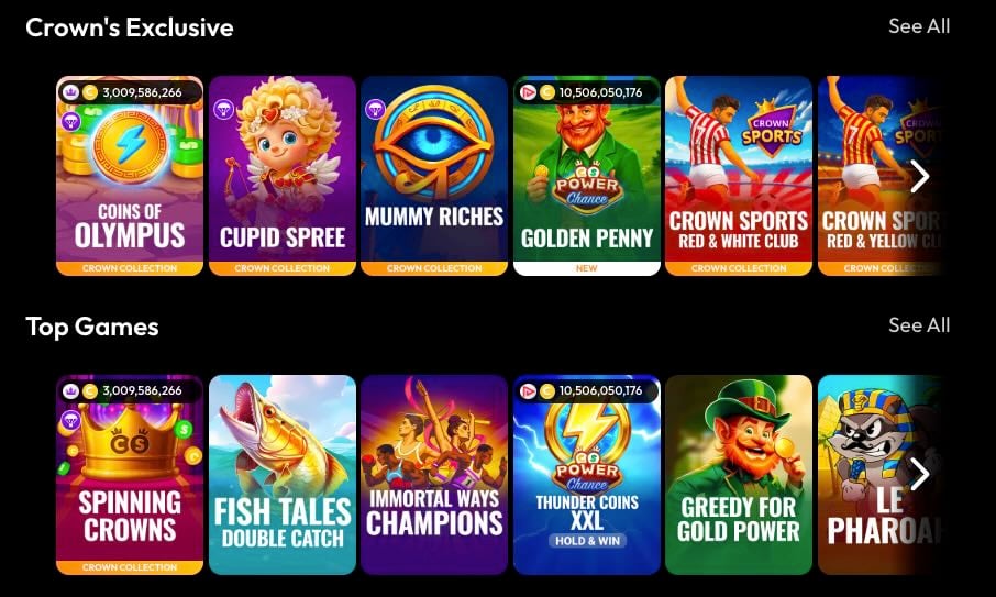 Crown Coins exclusive slot games