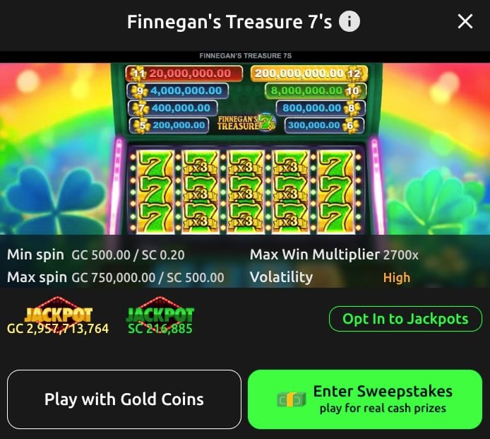 Finnegan's Treasure at McLuck Casino