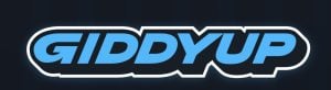 GiddyUp Casino logo featuring light blue typography against a dark blue background