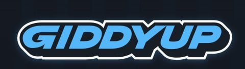 GiddyUp Casino logo featuring light blue typography against a dark blue background