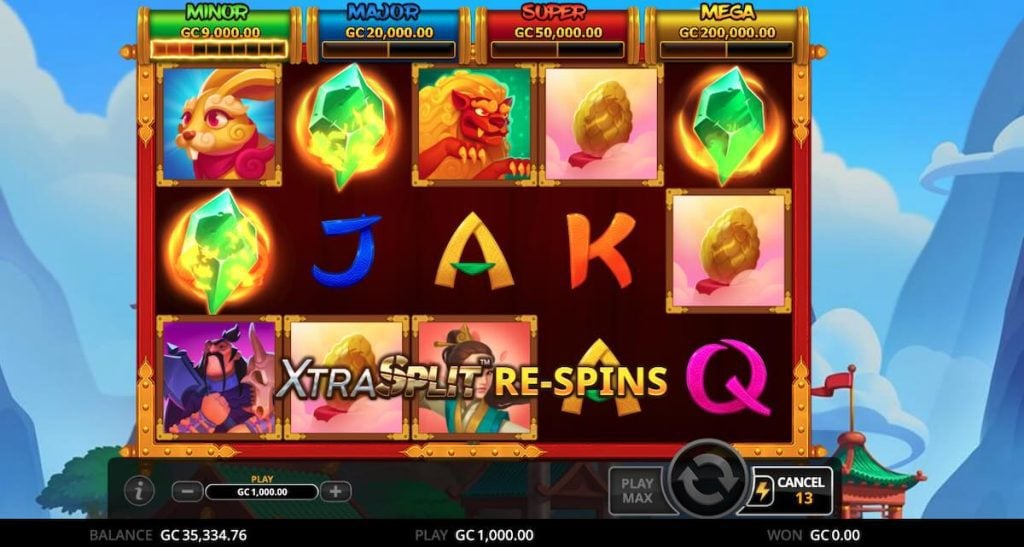 Hitting the respins round on Jade Blade slot