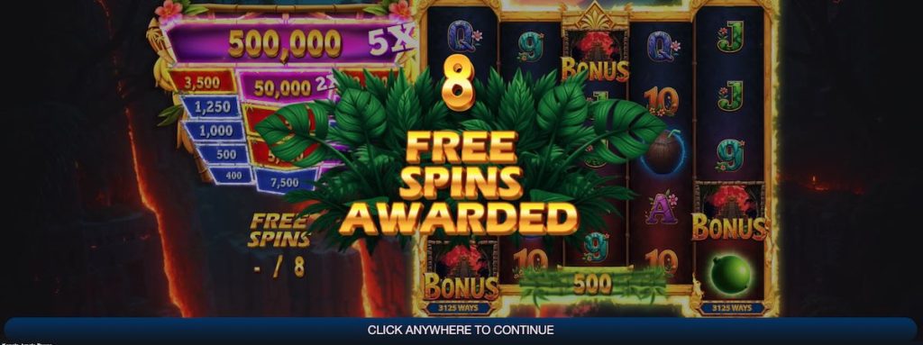Kong's Jungle Tower free spins awarded