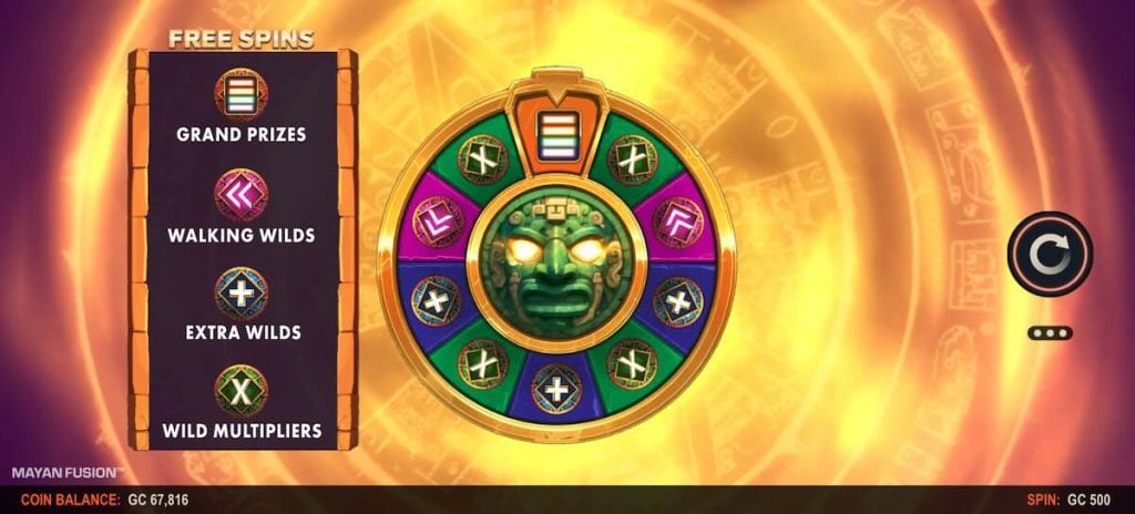Mayan Fusion slot bonus wheel