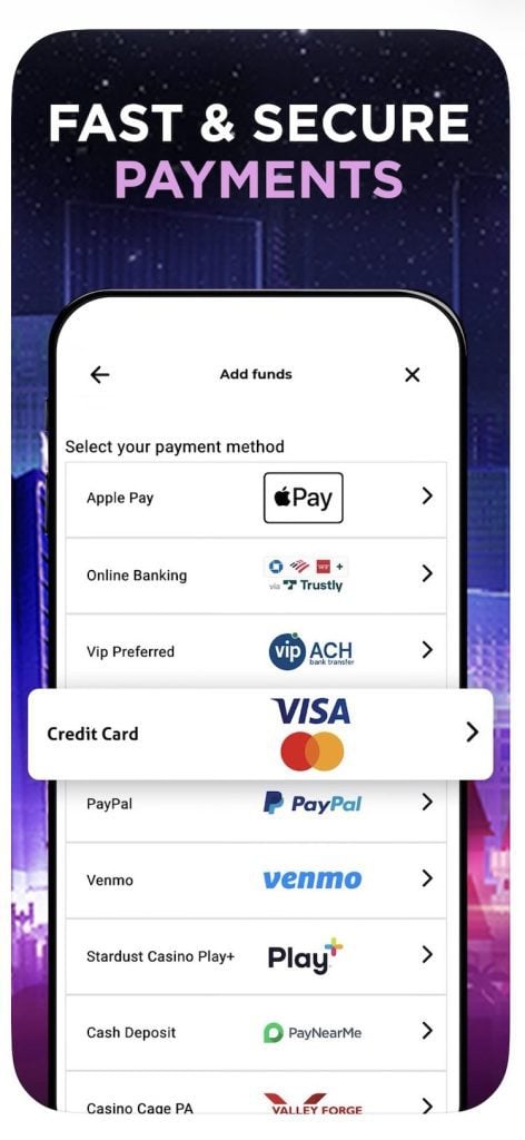 Stardust online casino deposit methods