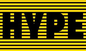 Vector Graphic Design of Word Hype On Stripe Background in Yellow & Black